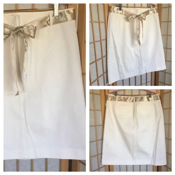 Ann Taylor Midi Cream Skirt SZ 14 NWT - Picture 1 of 8